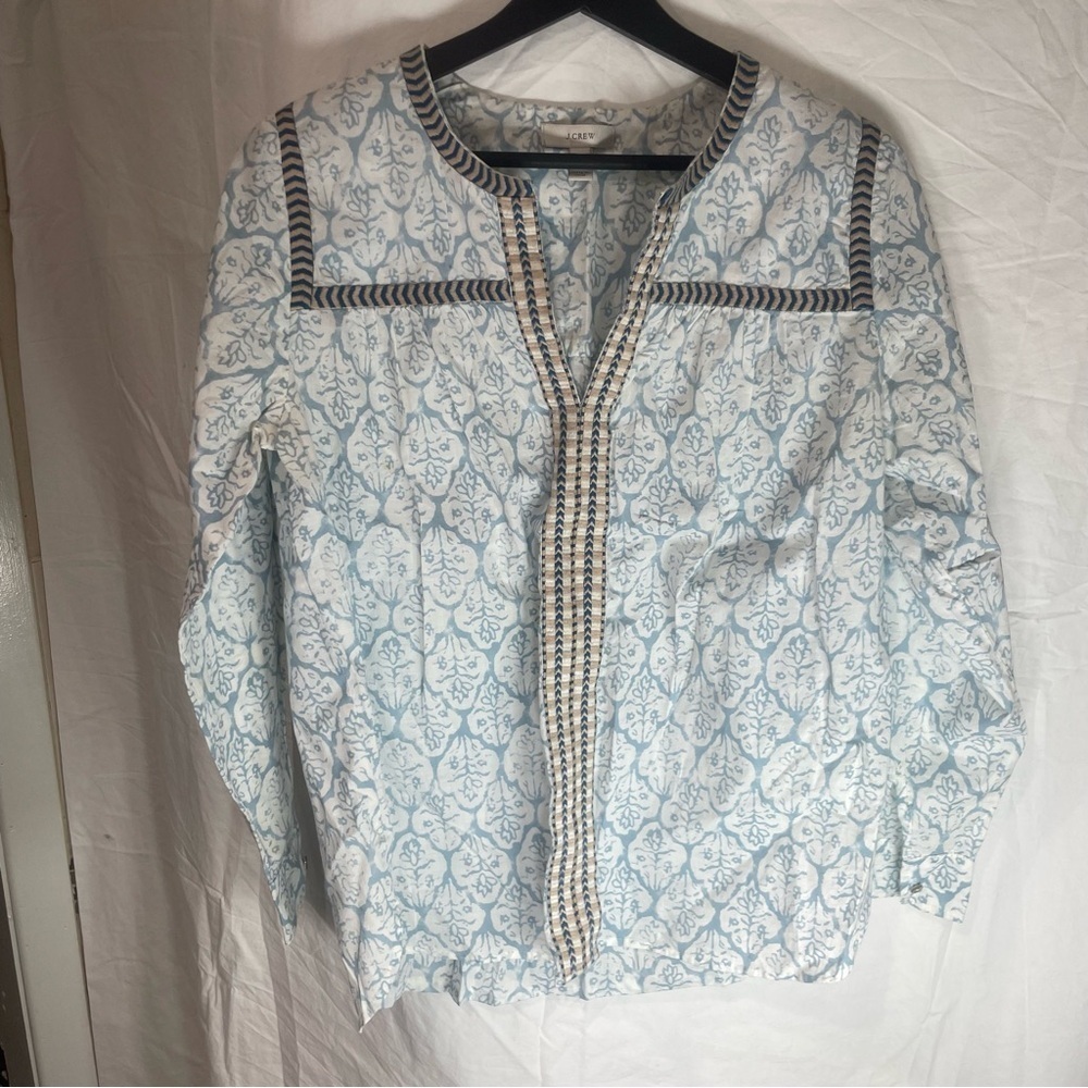 J. Crew Light Blue and White Patterned Jacket